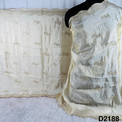 Dyeable Cutdana Zari Sequins Simmer Tissue Dupatta-D2188